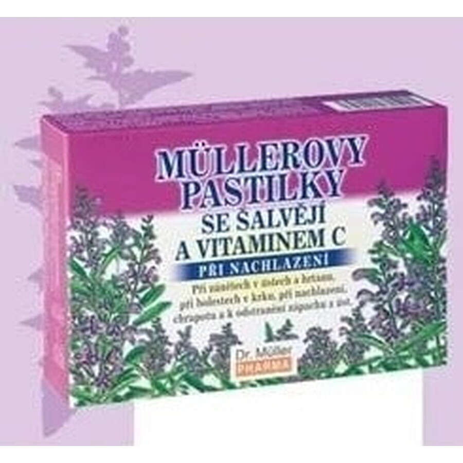 MÜLLER'S PASTILLS SHALVIA AND VITAMIN C 1×24 pcs, for colds