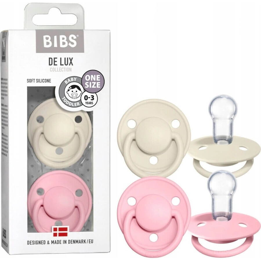 BIBS De Lux Sucettes en silicone Ivoire / rose 1×2 pcs, taille unique