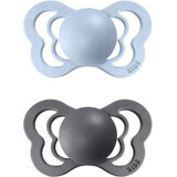 BIBS Couture sucettes orthodontiques en silicone bleu fer/bébé 1×2pcs - taille 1