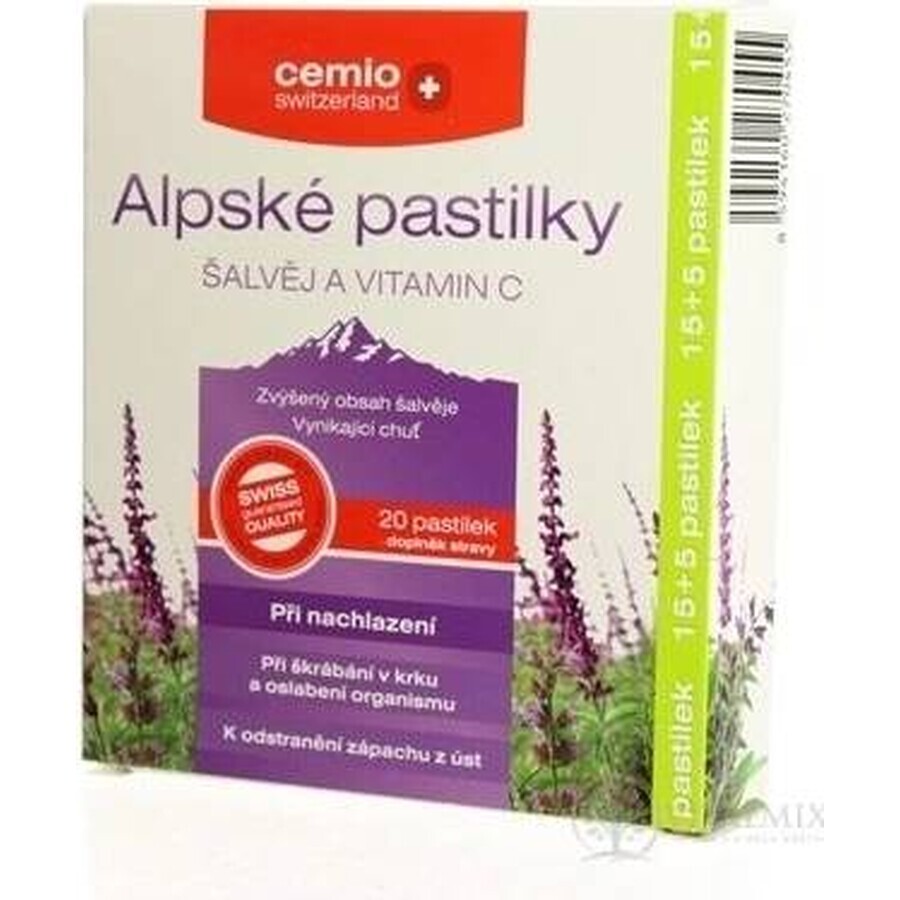 Cemio Alpine SAGE AND VITAMIN C 1×20 tbl, cold tablets