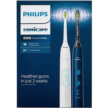 Philips Sonicare 5100 HX6851/34 Juego 1+1 1×1, cepillo dental sónico 2 piezas