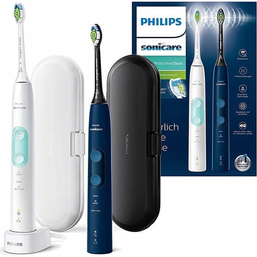 Philips Sonicare 5100 HX6851/34 Juego 1+1 1×1, cepillo dental sónico 2 piezas