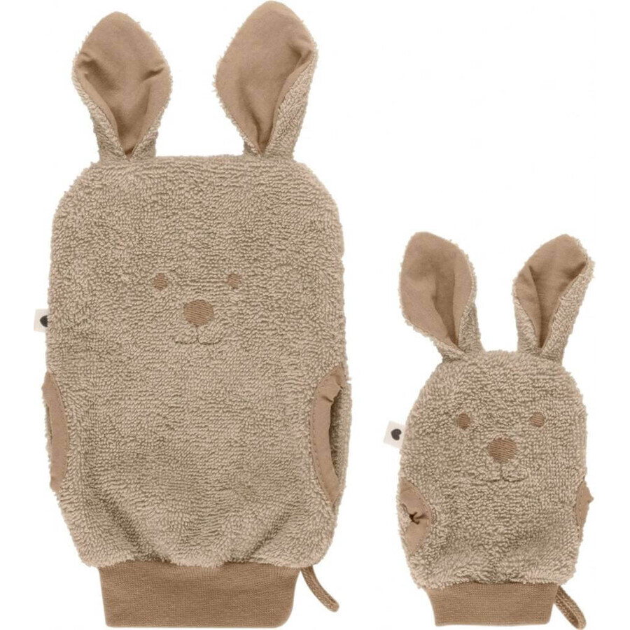 BIBS Guantes de Baño Canguro Algodón Ecológico, Vainilla 1×1 par, guantes de baño