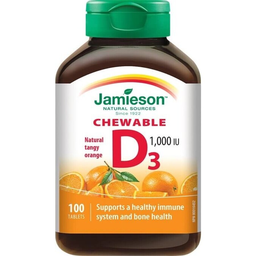 JAMIESON VITAMINE D3 1000 UI ORANGE 1×100 tbl, VITAMINE D3, orange