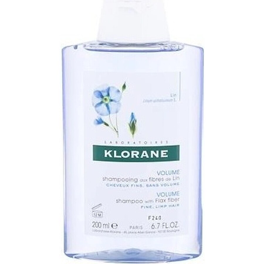 KLORANE Champú de Lino BIO 1×200ml, champú para cabellos finos sin volumen