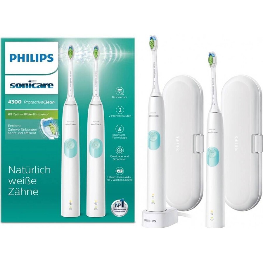 Philips Sonicare 4300 HX6807/35 1+1 1×1 set, sonic toothbrush 2 pcs