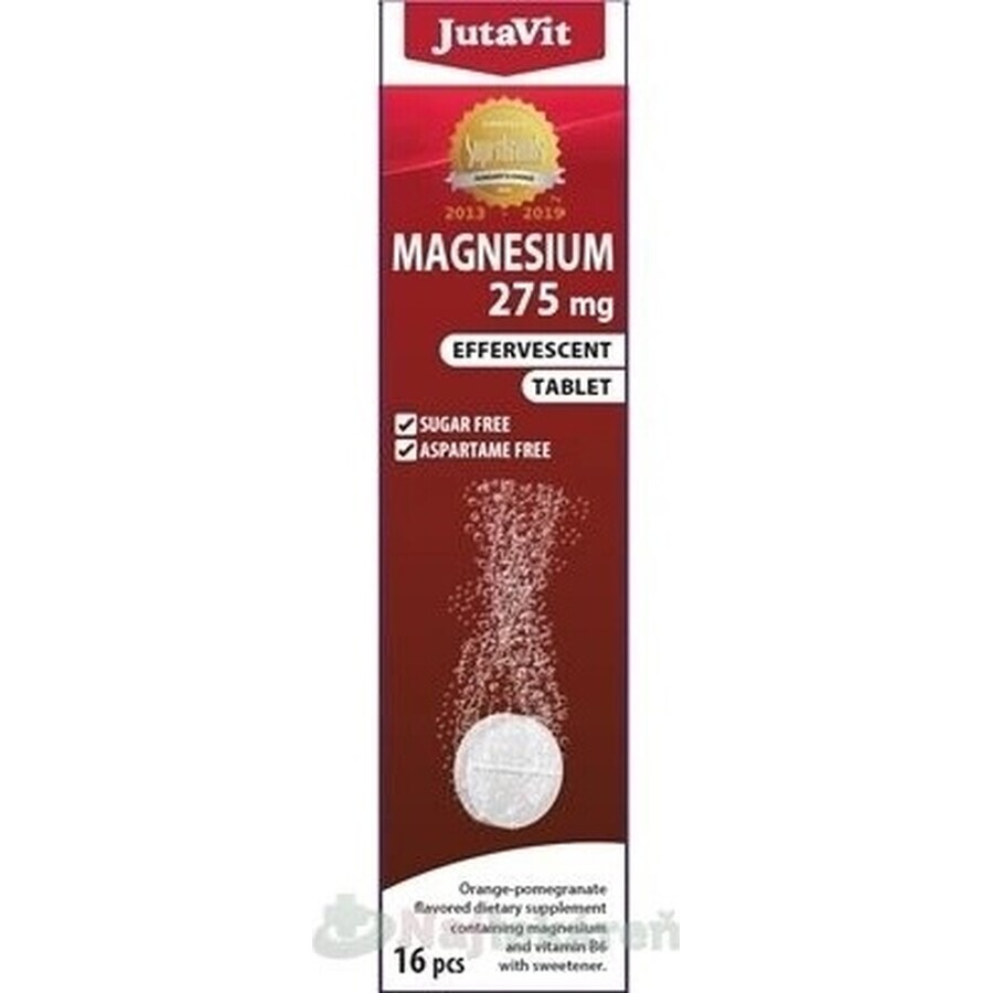 JutaVit Magnésium 275 mg + vitamine B6 comprimés effervescents à l'orange et à la grenade 1x16 pcs