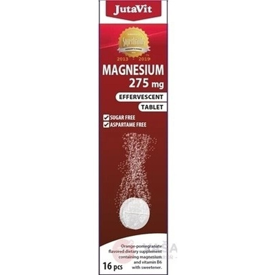 JutaVit Magnésium 275 mg + vitamine B6 comprimés effervescents à l'orange et à la grenade 1x16 pcs