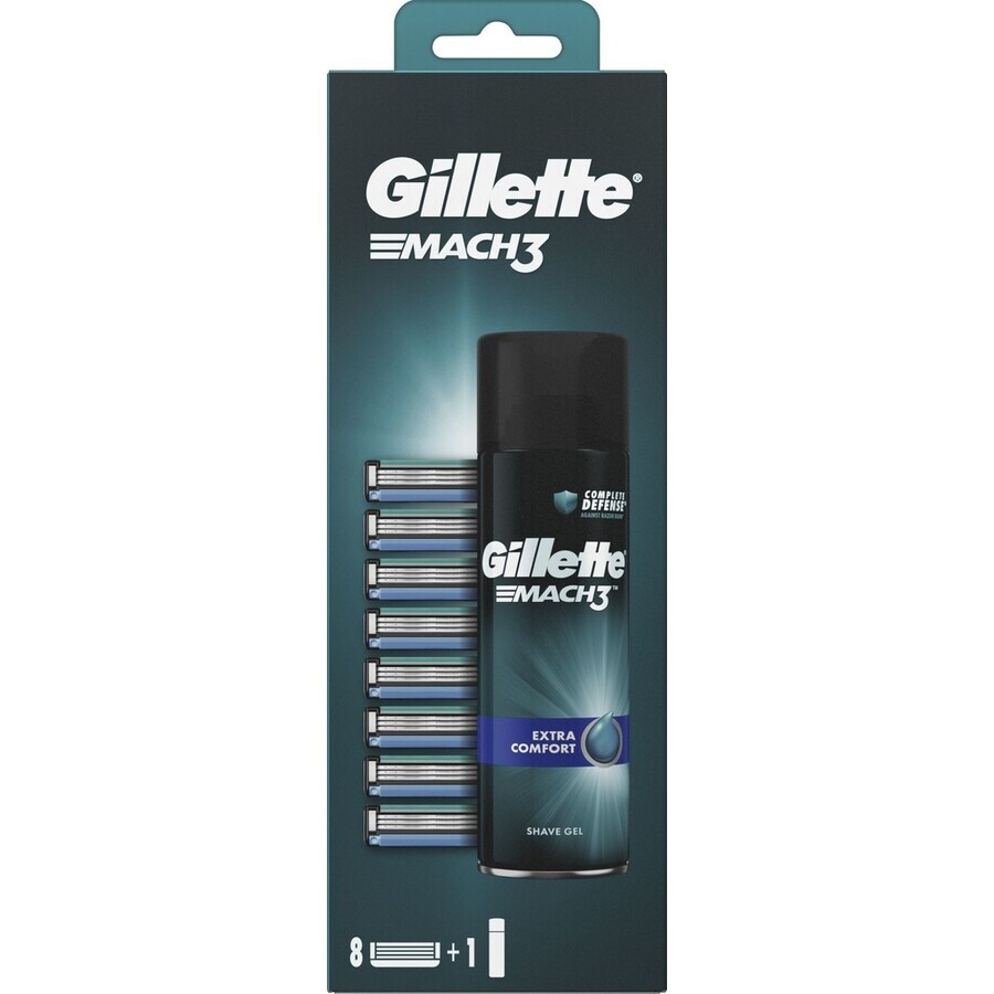 GILLETTE MACH3 8NH + SLASH GEL 1×1 Set, 8 Ersatzköpfe + Gel 200 ml