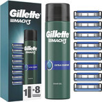 GILLETTE MACH3 8NH + SLASH GEL 1×1 Set, 8 Ersatzköpfe + Gel 200 ml