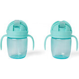 SKIP HOP Mug Growing Mug Mug Growing Mug Sip-to-Straw Teal 6 m+ 1×1 pcs, mug pour enfants