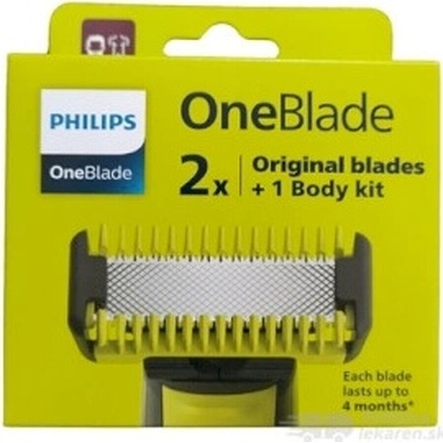 Philips OneBlade QP624/50 360 lames de rechange pour le visage et le corps + peigne pour le corps et accessoire intime 1×1 pc, lames de rechange