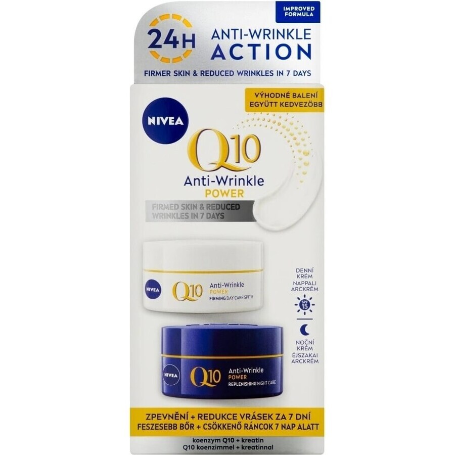 NIVEA Q10 POWER DUO Crema Reafirmante Día y Noche 2×50 ml, Crema Reafirmante