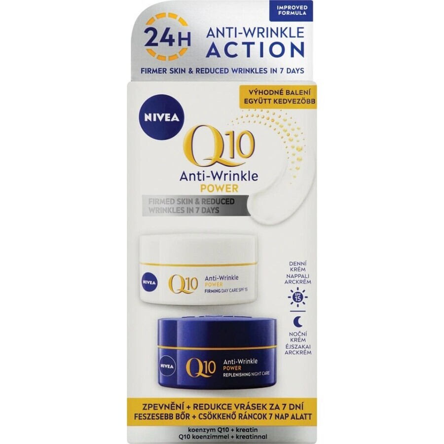 NIVEA Q10 POWER DUO Crema Reafirmante Día y Noche 2×50 ml, Crema Reafirmante