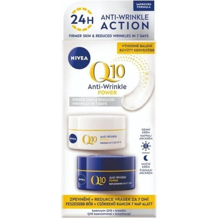 NIVEA Q10 POWER DUO Crema Reafirmante Día y Noche 2×50 ml, Crema Reafirmante