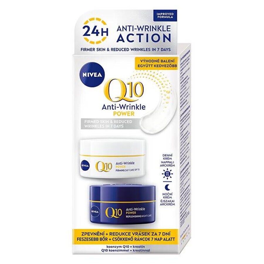 NIVEA Q10 POWER DUO Crema Reafirmante Día y Noche 2×50 ml, Crema Reafirmante