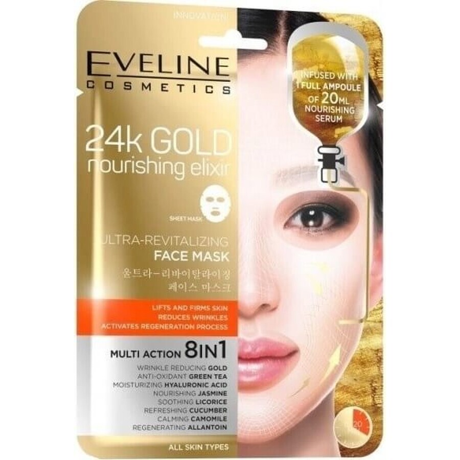 EVELINE 24k GOLD ULTRA-REVITALISING GEZICHTSMASK 1×20 ml, gezichtsmasker