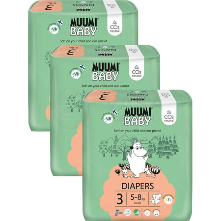 Muumi Baby 3 Midi 5-8 kg, 1×150pcs monthly pack of organic diapers, ECO Diapers