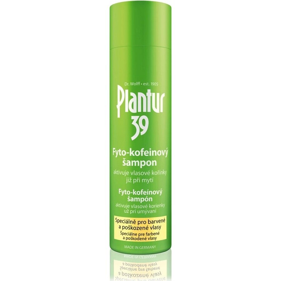 Plantur 39 Shampooing à la phyto-caféine pour cheveux colorés 1×250 ml, shampooing à la caféine