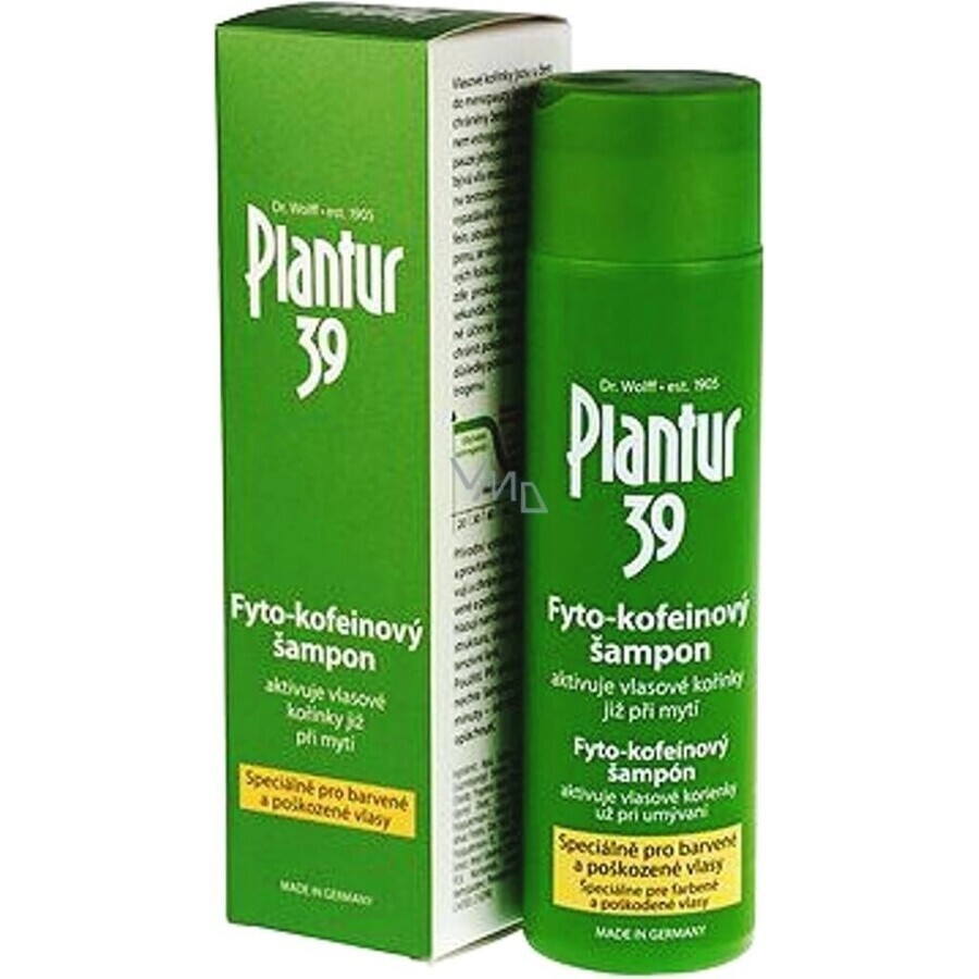 Plantur 39 Shampooing à la phyto-caféine pour cheveux colorés 1×250 ml, shampooing à la caféine