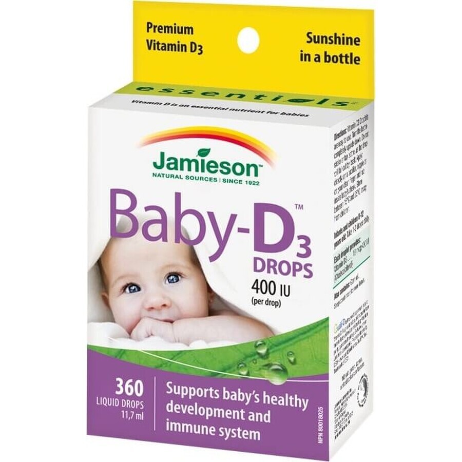 JAMIESON BABY-D3 VITAMINA D3 VITAMINA D3 400 UI CAPS 1×11,7 ml, complemento alimenticio