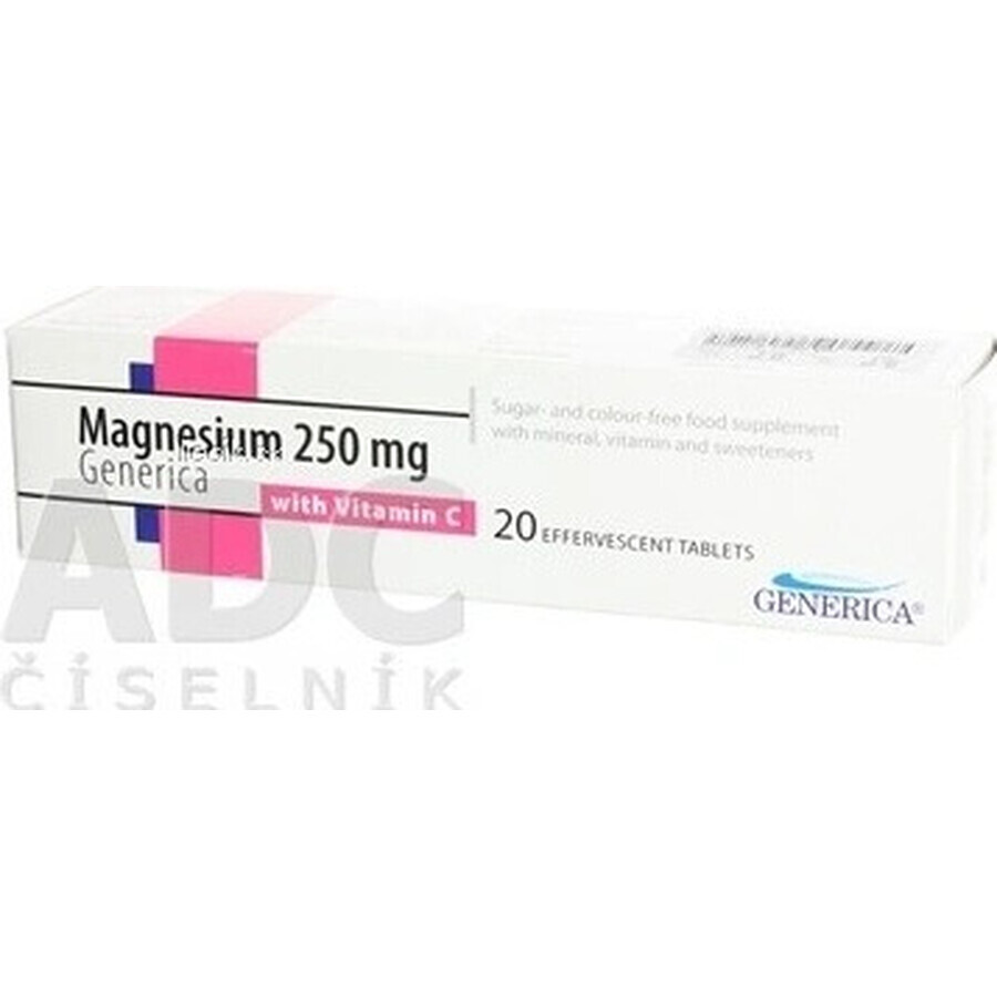 GENERICA Magnésium 250 mg + Vitamine C 1×20 tbl, Magnésium + Vitamine C