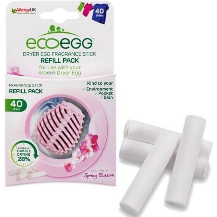 Ecoegg Eierkartusche für Wäschetrockner Frühlingsblumen 1×4 Stück, Ersatz-Duftstäbchen