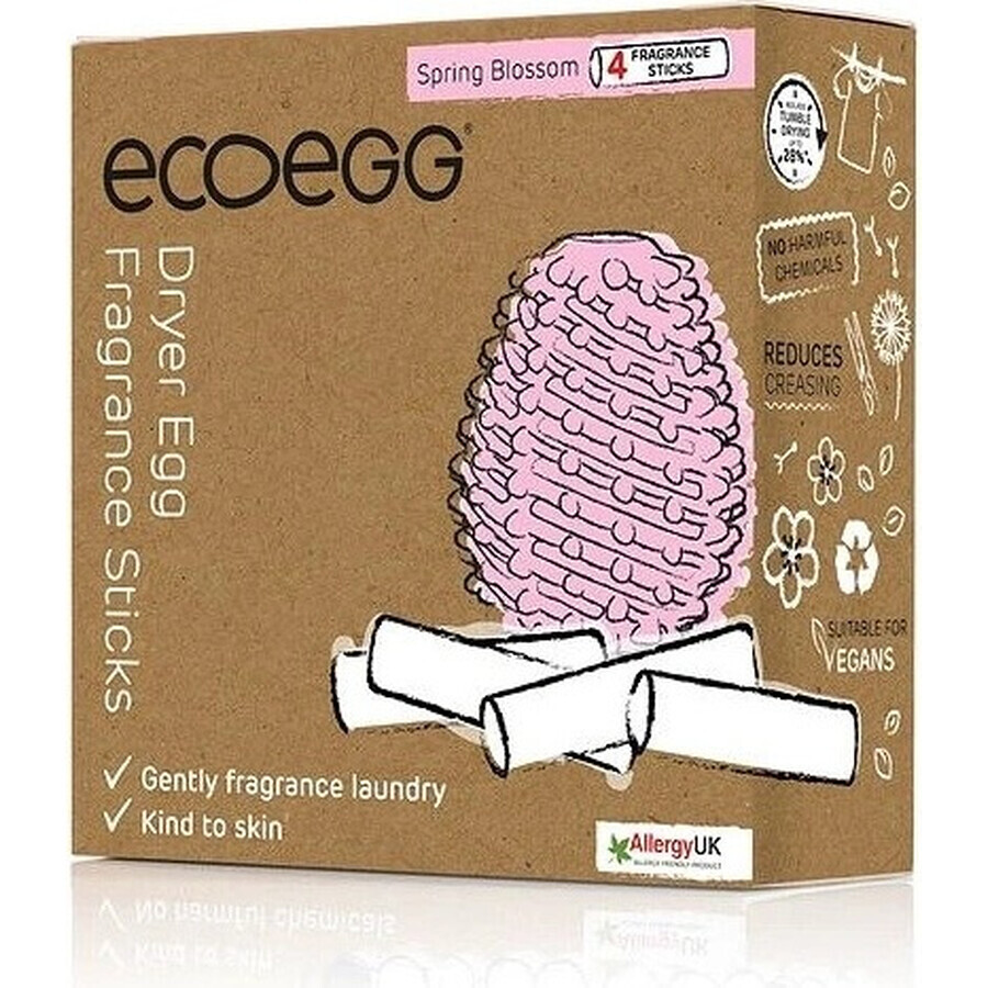 Ecoegg Eierkartusche für Wäschetrockner Frühlingsblumen 1×4 Stück, Ersatz-Duftstäbchen