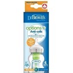 Dr.BROWN'S BABY BOTTLE OPTIONS+ 150 ml 1×1 buc, cu gât larg, 0M+, anti-colic, sticlă, alb