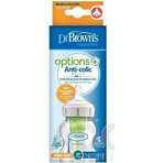 Dr.BROWN'S BABY BOTTLE OPTIONS+ 150 ml 1×1 buc, cu gât larg, 0M+, anti-colic, sticlă, alb