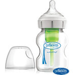 Dr.BROWN'S BABY BOTTLE OPTIONS+ 150 ml 1×1 buc, cu gât larg, 0M+, anti-colic, sticlă, alb