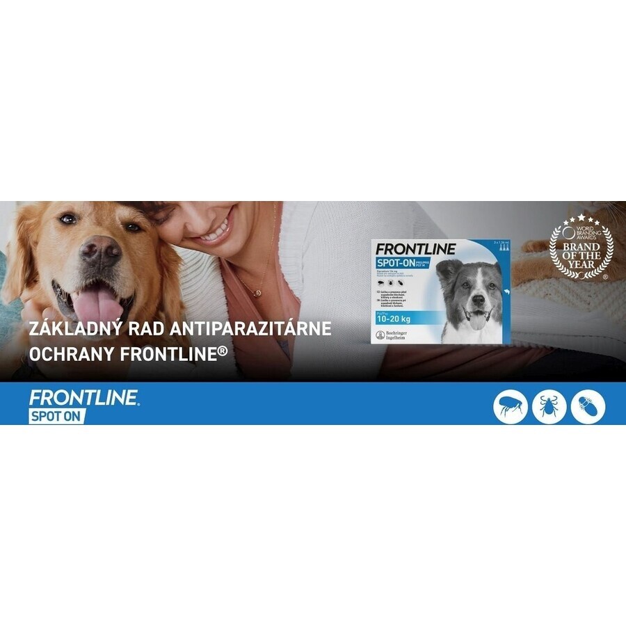 FRONTLINE spot-on for DOG M 3 x 1,34 ml 3x1,34 ml, solution for dogs