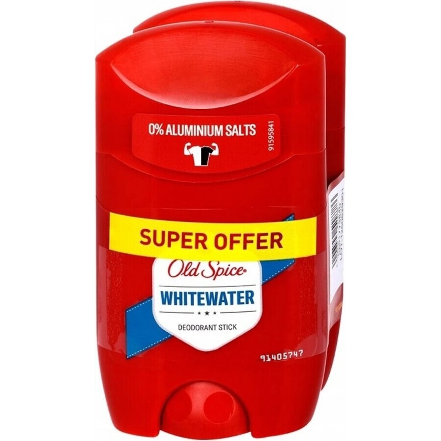 Old Spice Whitewater déodorant solide pour hommes 2x50 ml 2×50 ml 2×50 ml, déodorant solide