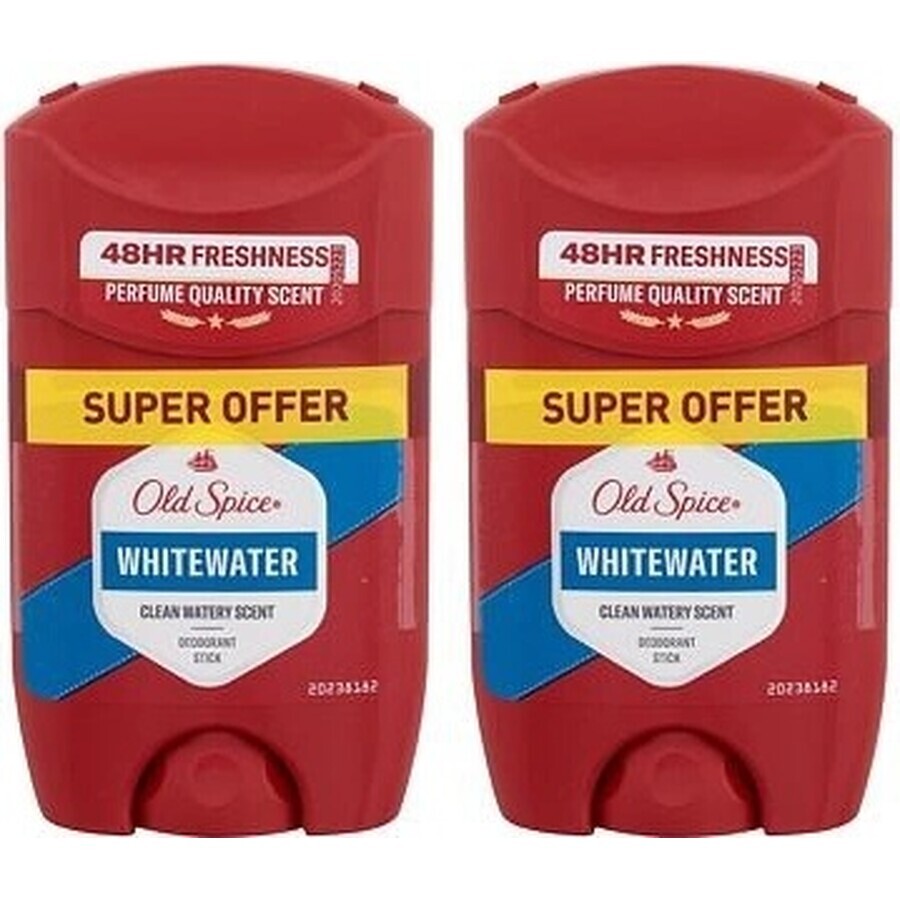 Old Spice Whitewater déodorant solide pour hommes 2x50 ml 2×50 ml 2×50 ml, déodorant solide