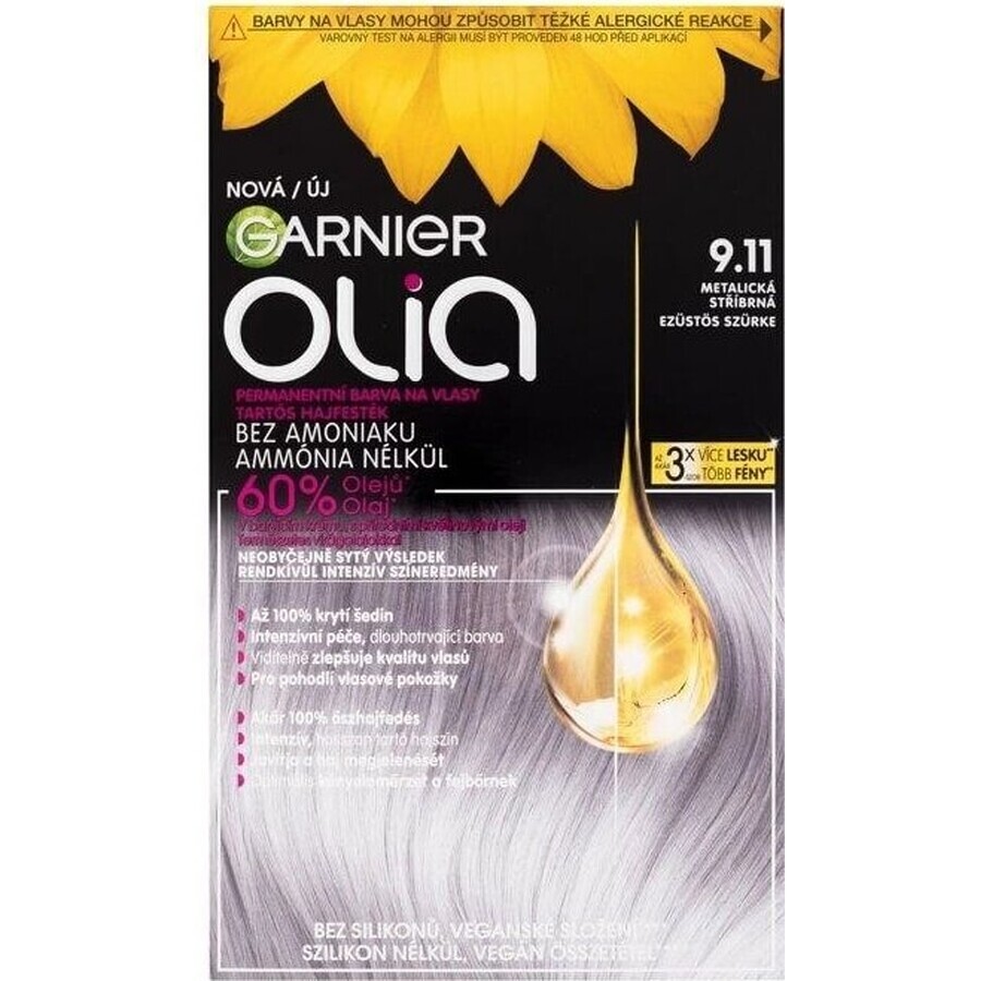 Garnier Olia coloration permanente 9.11 silver metallic 1×1 set, coloration permanente