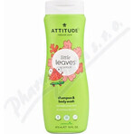 ATTITUDE Savon corporel et shampoing pour bébé (2 en 1) Petites feuilles au goût de melon et de noix de coco 1×473 ml, savon corporel et shampoing pour enfants