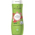 ATTITUDE Savon corporel et shampoing pour bébé (2 en 1) Petites feuilles au goût de melon et de noix de coco 1×473 ml, savon corporel et shampoing pour enfants