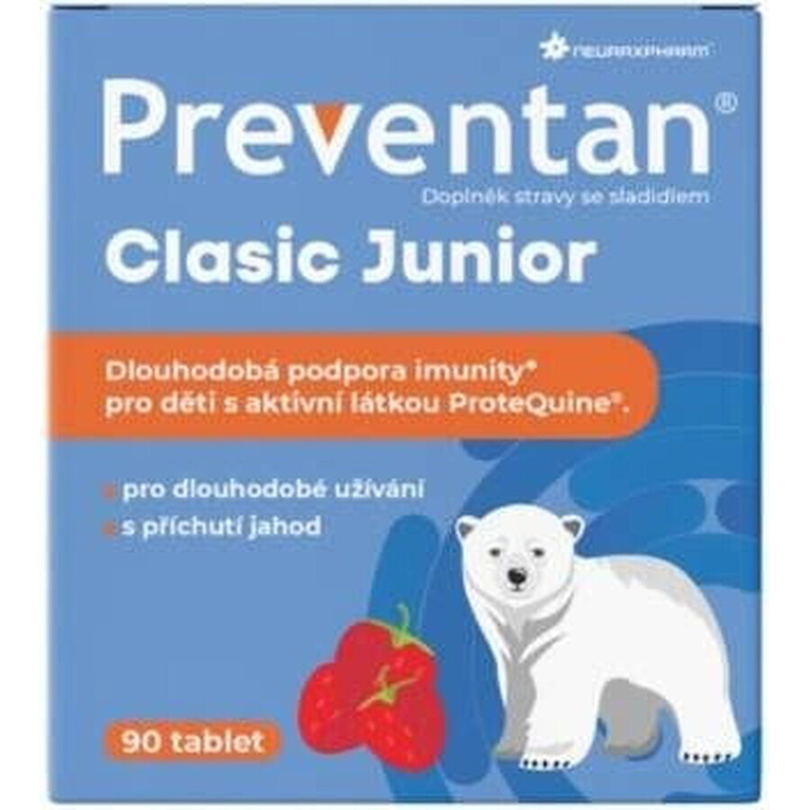 Neuraxpharm Preventan Clasic Junior, goût fraise, 90 tbl 1×90 tbl, complément alimentaire