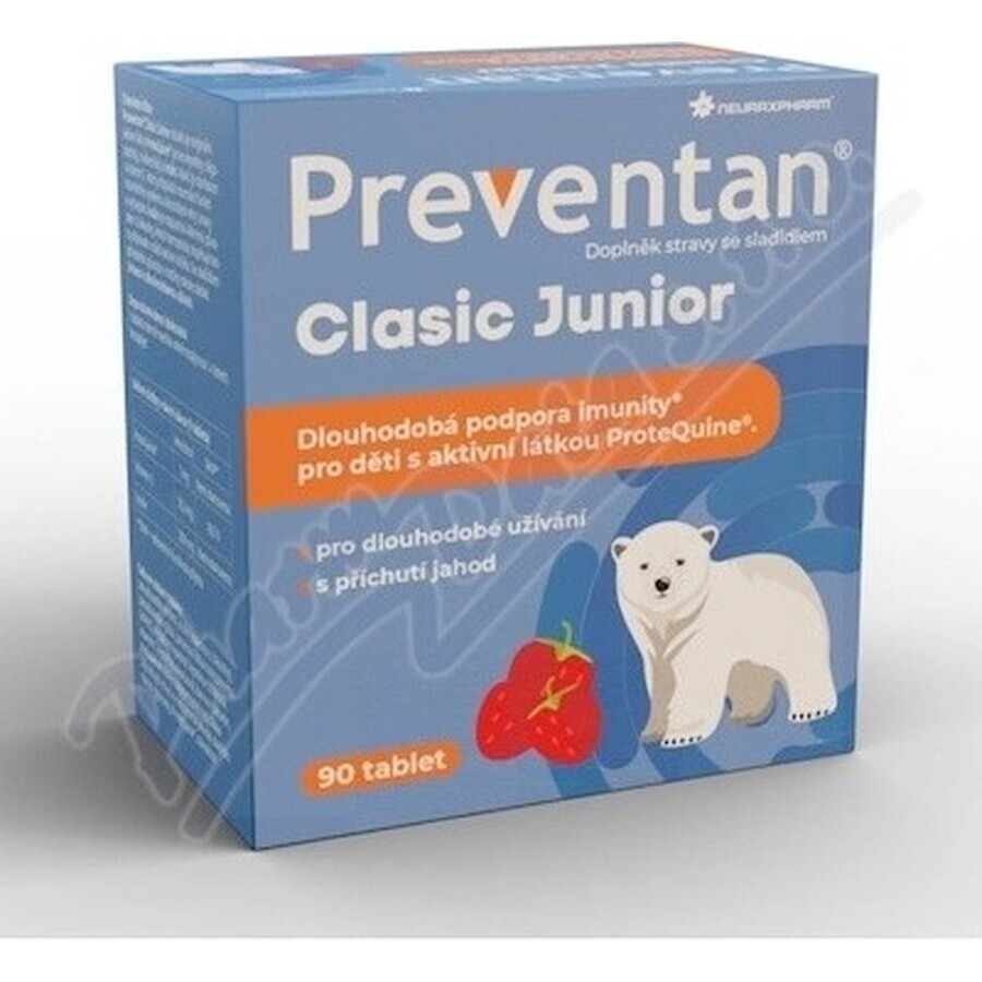 Neuraxpharm Preventan Clasic Junior, goût fraise, 90 tbl 1×90 tbl, complément alimentaire