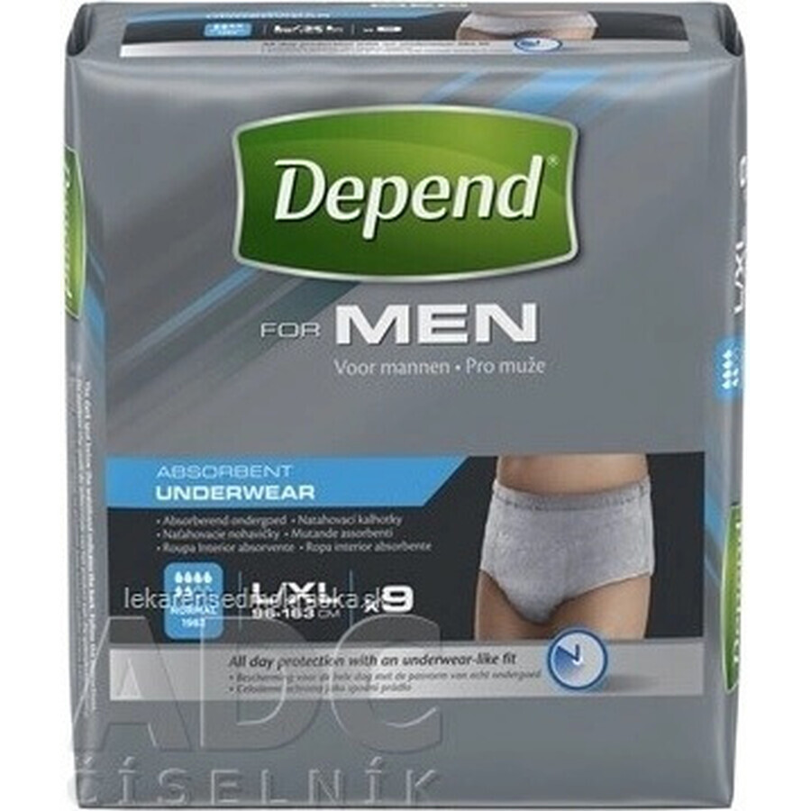 DEPEND NORMAL L/XL pour hommes 1×9 pcs, slip extensible