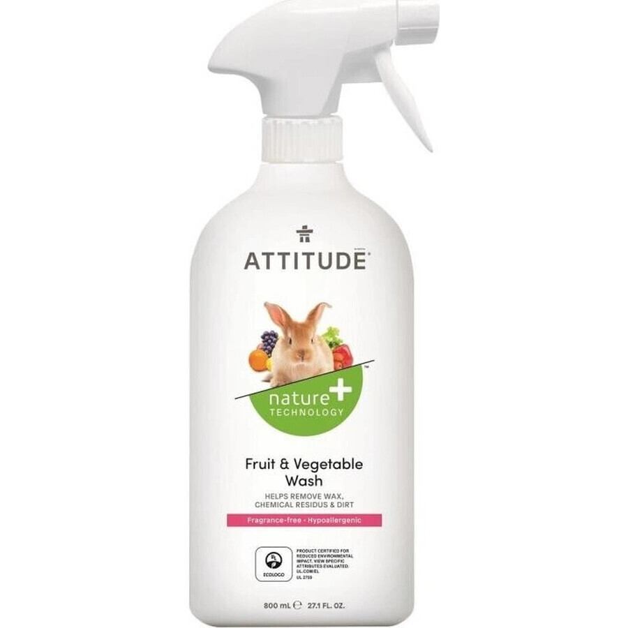 ATTITUDE Ongeparfumeerde Groente- en Fruitwasmiddel Spray 1×800 ml , fruitwasmiddel