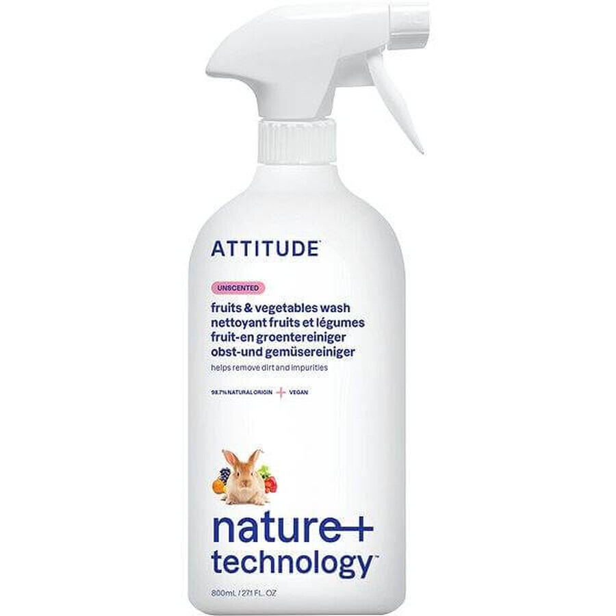 ATTITUDE Ongeparfumeerde Groente- en Fruitwasmiddel Spray 1×800 ml , fruitwasmiddel