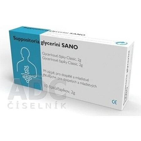 SANO Suppository Glycerini SANO Classic Glycerin Suppository 2g 1x10 pcs, suppositoires à la glycérine