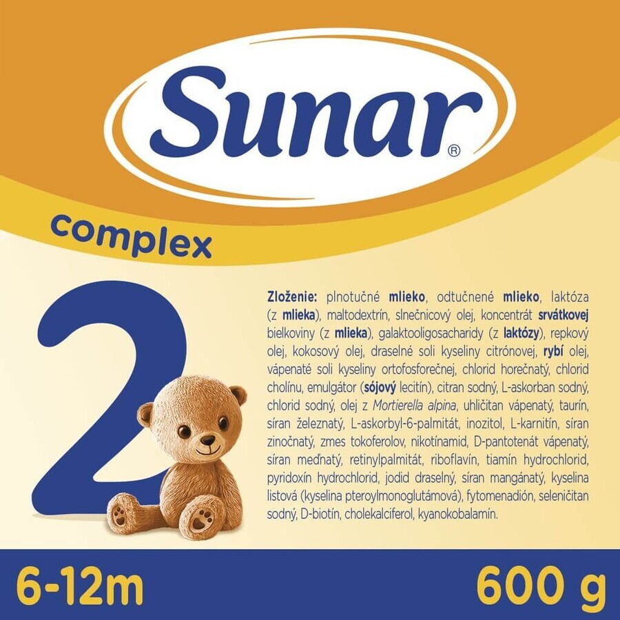 Sunar Complex 2 6×600 g, leche infantil, a partir de 6 meses