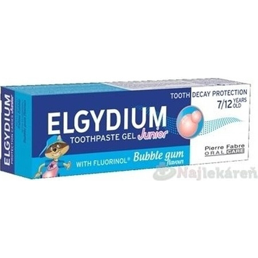 ELGYDIUM JUNIOR gel dentifrice au fluorinol pour enfants (7-12 ans) au goût de chewing-gum 1x50 ml