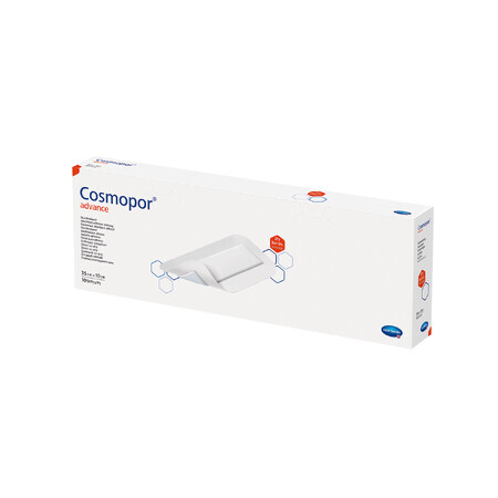 Cosmopor Advance, pansement pour plaies et coupures avec exsudat important, auto-adhésif, stérile, 35 cm x 10 cm, 10 pièces