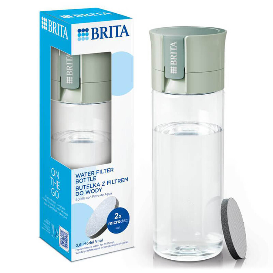 Brita Vital, bottle with 0.6 l filter, green + MicroDisc filter, 2 pieces