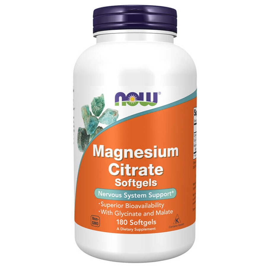 Now Foods Citrate de Magnésium, Magnésium, 180 capsules de gel