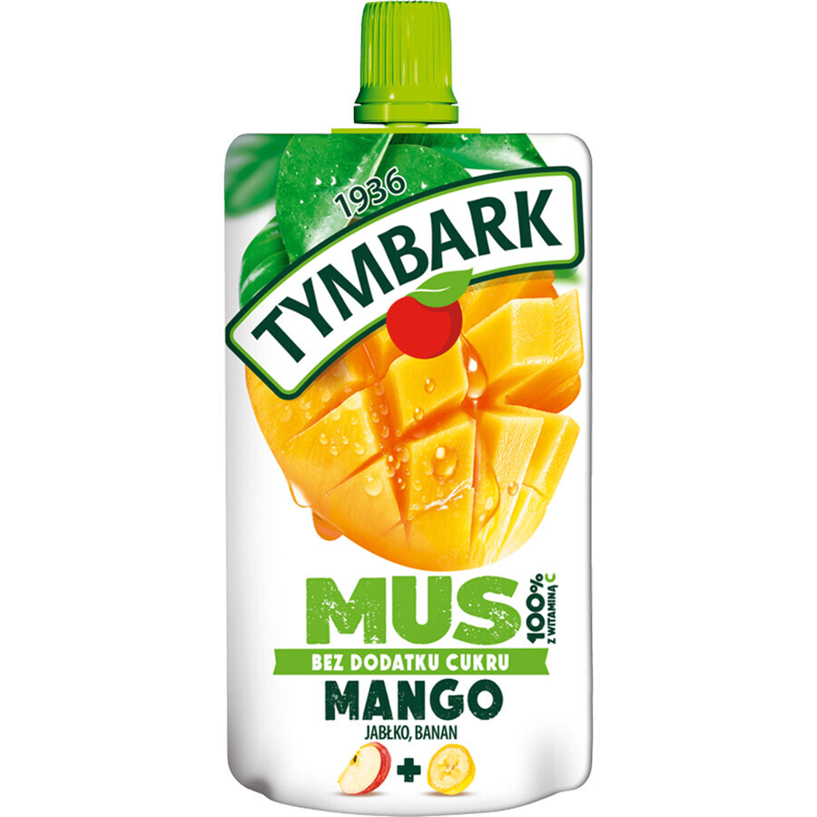 Tymbark Mousse în tub 100%, mango, măr, banană, fără zahăr adăugat, 120 g