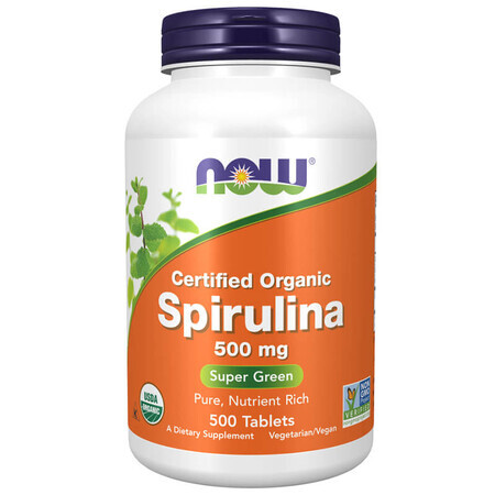 Now Foods Spirulina 500 mg, 500 veganistische tabletten